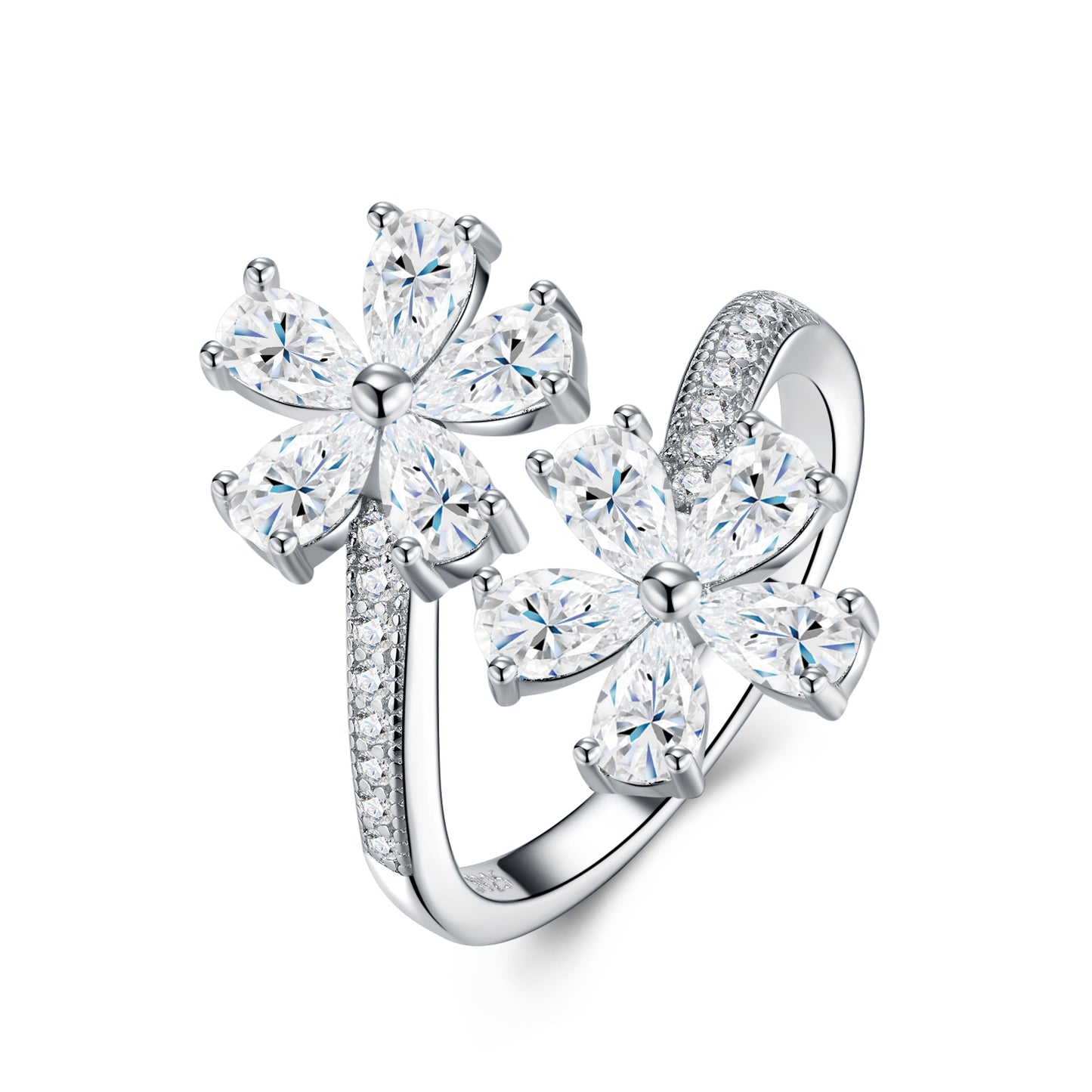Luxury Silver Ring Set With Top-quality Moissanite, Crafted From S925 Silver With A Platinum-plated Finish