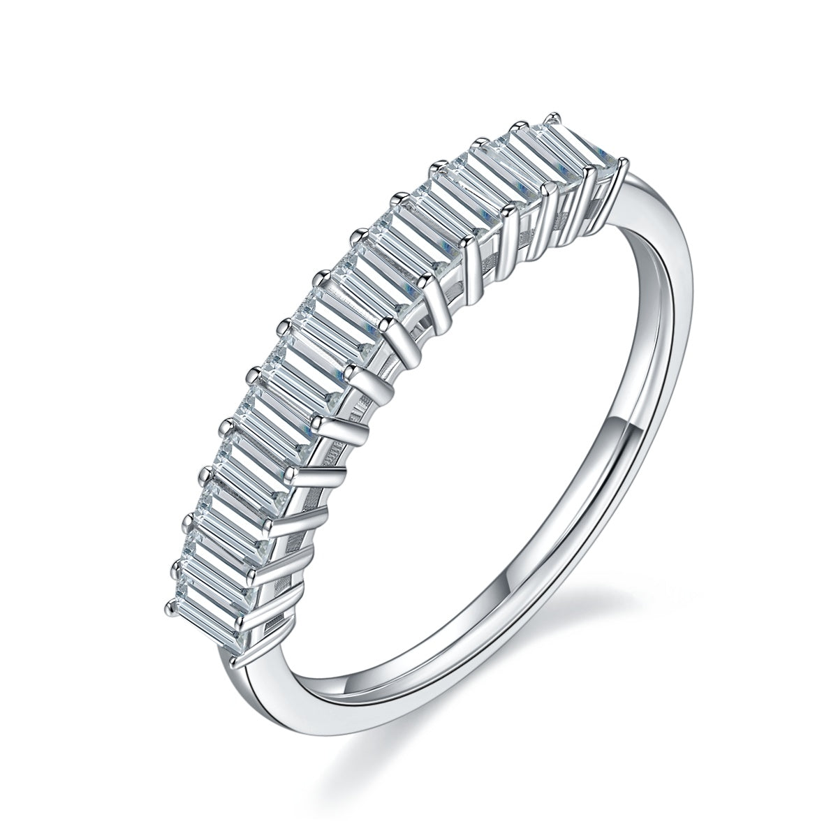 Luxury Silver Ring Set With Top-quality Moissanite, S925 Silver Plated With Platinum