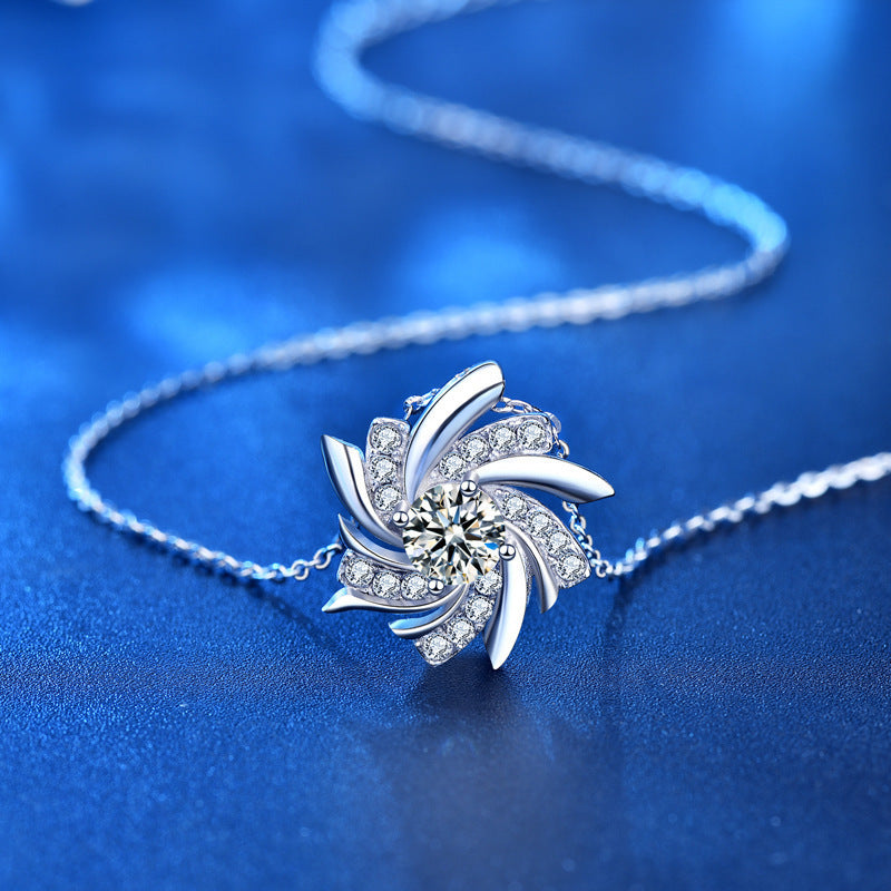 Top Quality Moissanite D Color VVS S925 Sterling Silver Windmill Necklace