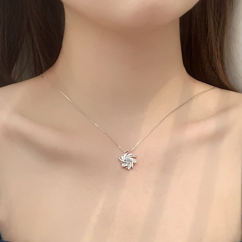 Top Quality Moissanite D Color VVS S925 Sterling Silver Windmill Necklace