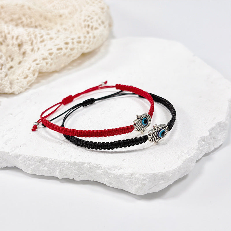 Hand-knitted Rope Lucky Red String Bead Bracelet