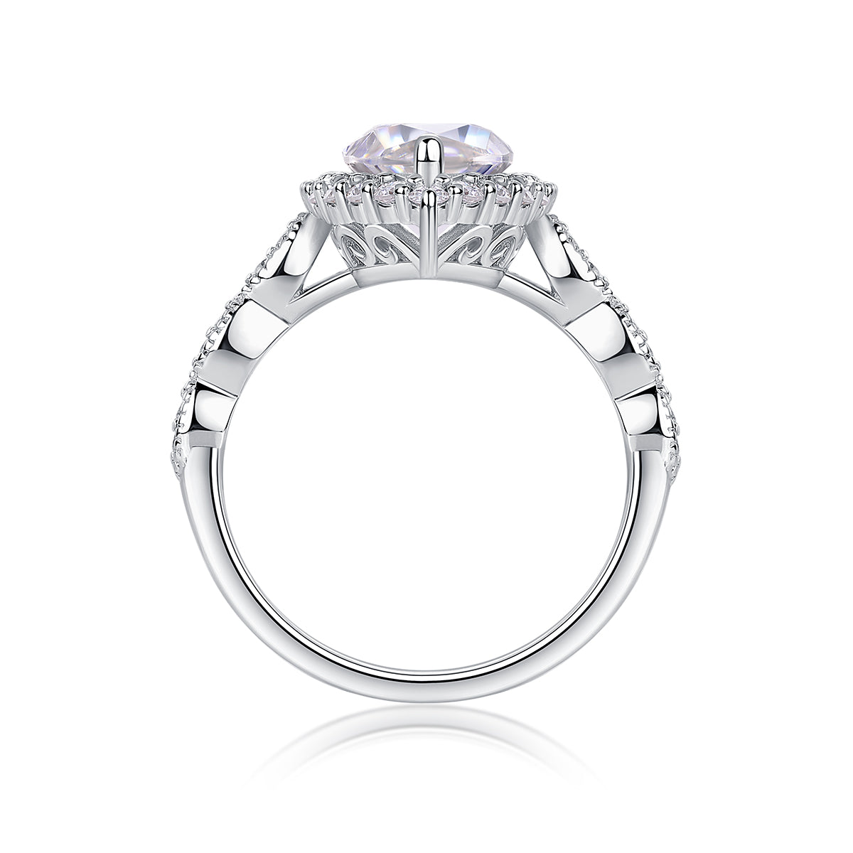 Heartbeat Mirror - Luxury Silver Ring Set With Top-quality Moissanite D Color VVS,  S925 Silver And Platinum-plated