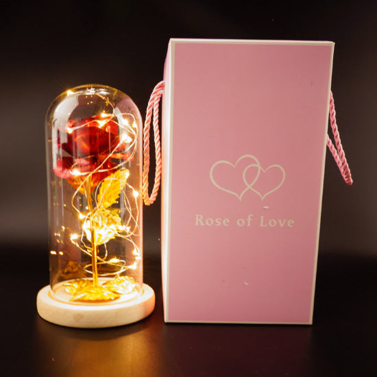 Galaxy Enchanted Rose in Glass Dome with LED Lights | Forever Flower Gift