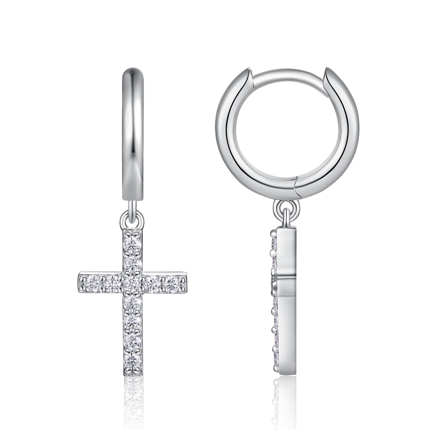 Luxury Silver Earrings Set With Top-quality Moissanite, S925 Silver Plated Platinum