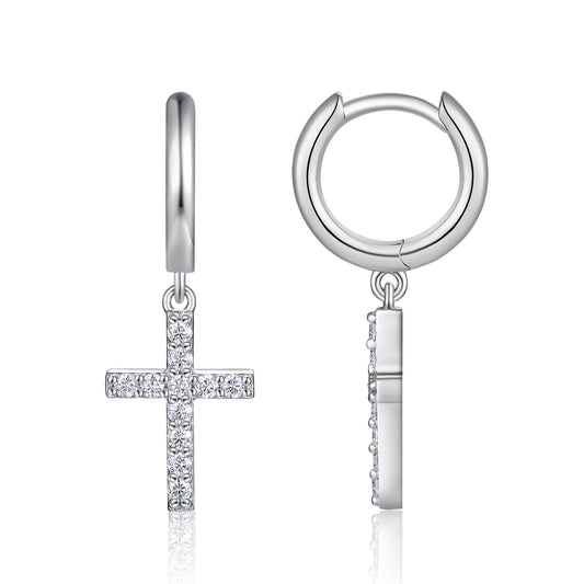 Luxury Silver Earrings Set With Top-quality Moissanite, S925 Silver Plated Platinum