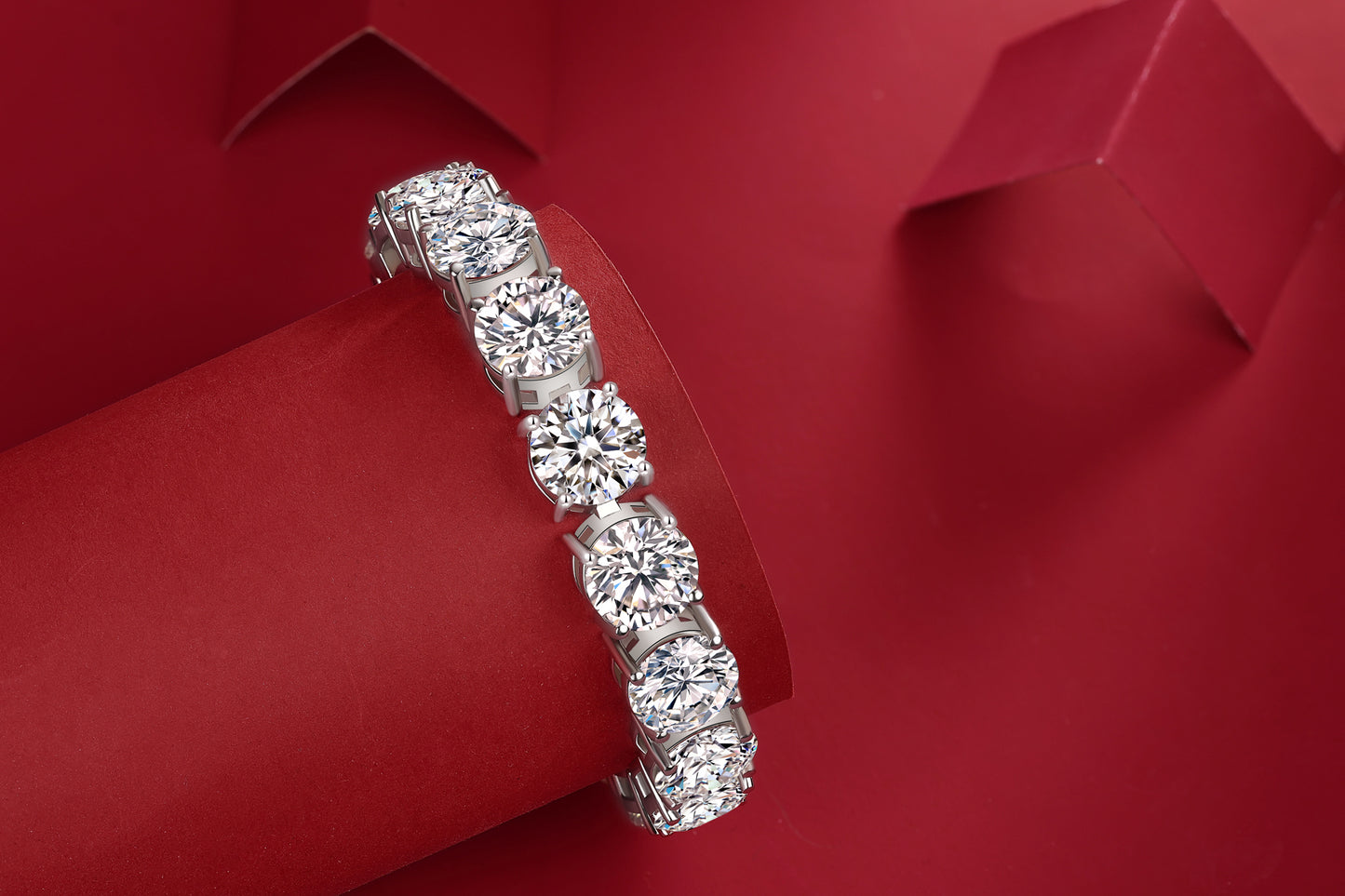 Half Summer Splendor - Luxury Silver Bracelet Set With Top-quality 5 Carats Moissanite D Color VVS, S925 Silver Plated Platinum.