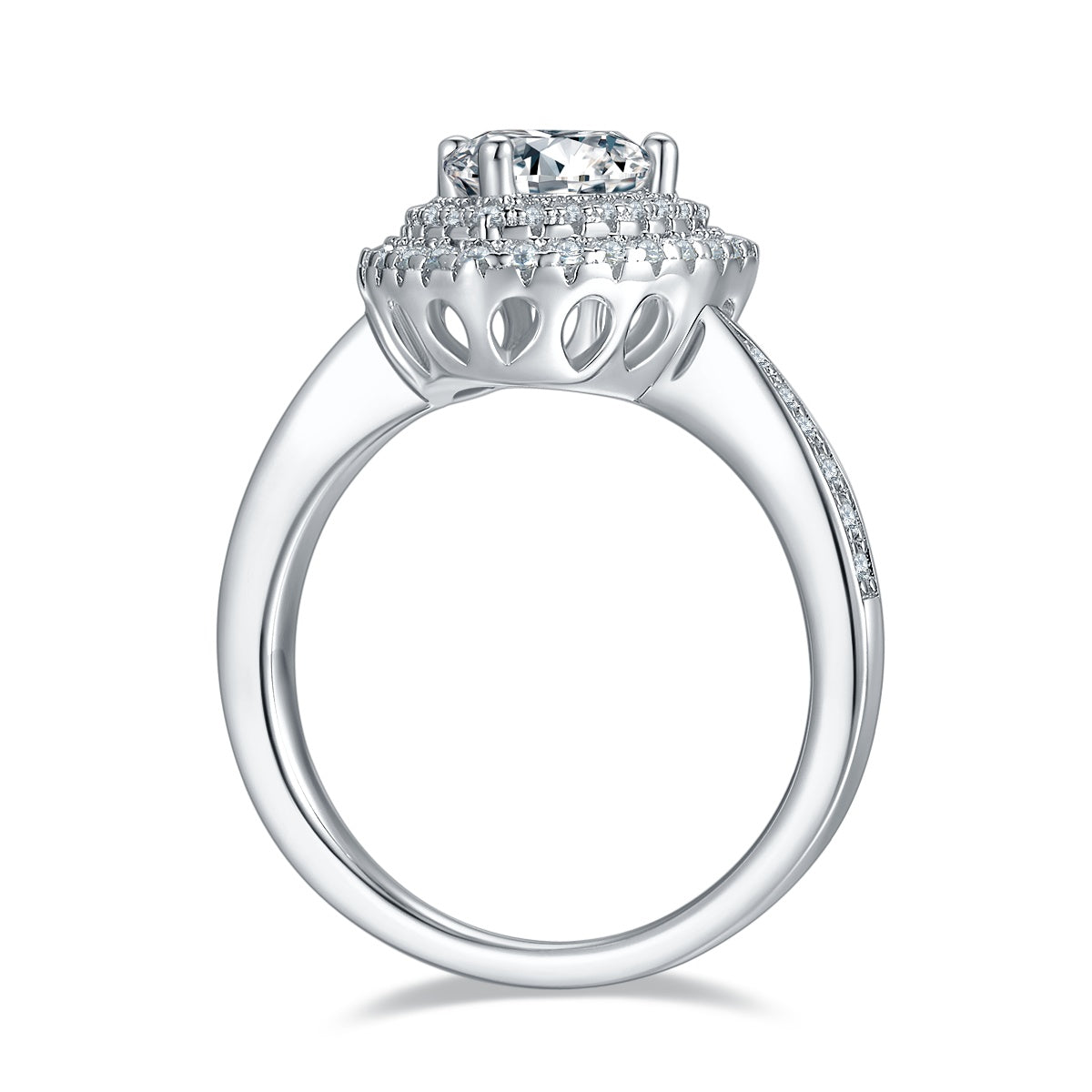 Luxury Silver Ring Triangular Moissanite Set With Top-quality Moissanite D Color VVS , S925 Silver Electroplated With Platinum