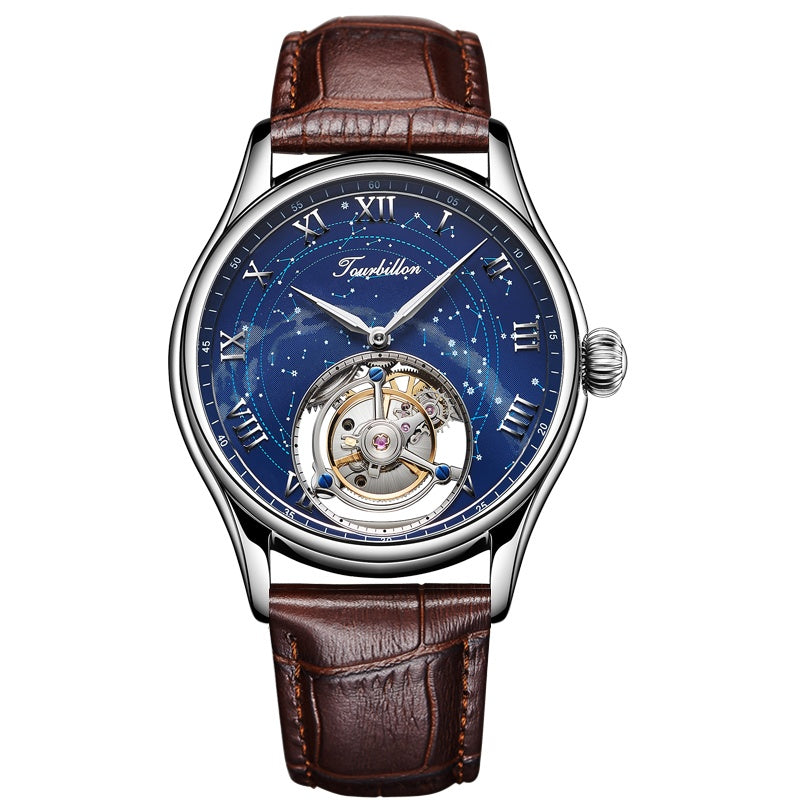 Men's Luxury Star Tourbillon Mechanical Watch - Starry Sky Dial ,Sapphire Crystal, 50m Waterproof