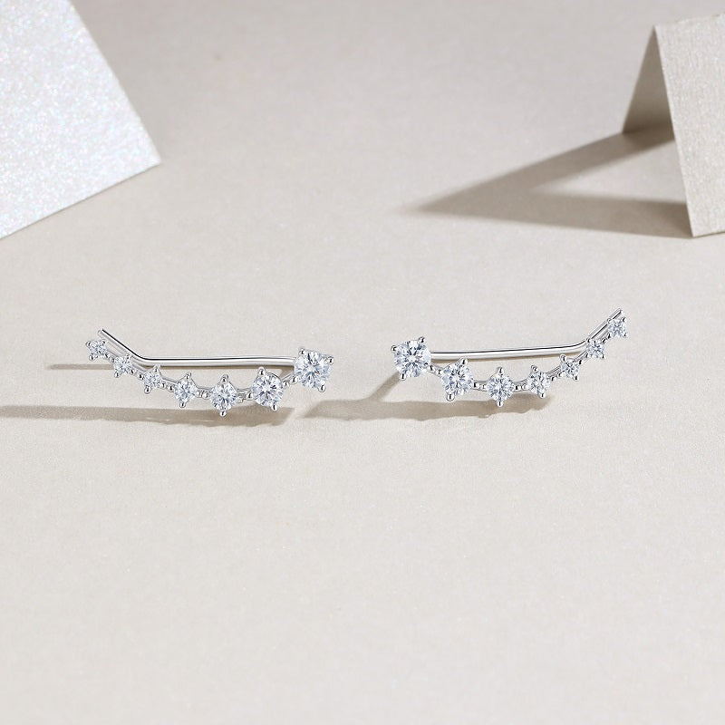Luxury Silver Stud Earrings Set With
Top-quality Moissanite, S925 Silver Plated Platinum