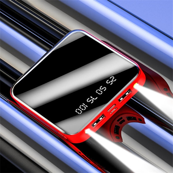 Mini Portable Power Bank (10000/20000mAh) – Ultra-Slim External Battery Pack with Full Mirror Digital Display & Dual USB Fast Charging