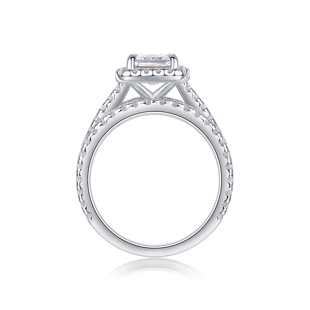 Luxury Platinum-plated S925 Silver Ring, Set With Top-quality Moissanite D Color VVS1
