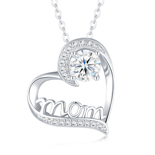 1 Carat Silver Necklace Set With Top Grade Moissanite D Color VVS , Made Of S925 Silver Plated Platinum.