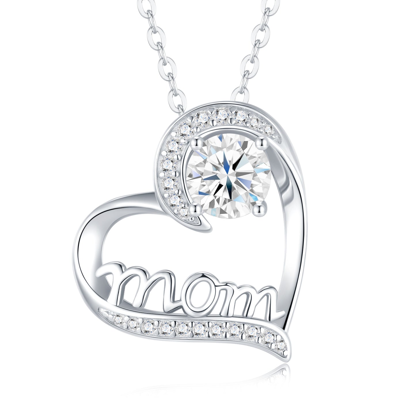 1 Carat Silver Necklace Set With Top Grade Moissanite D Color VVS , Made Of S925 Silver Plated Platinum.