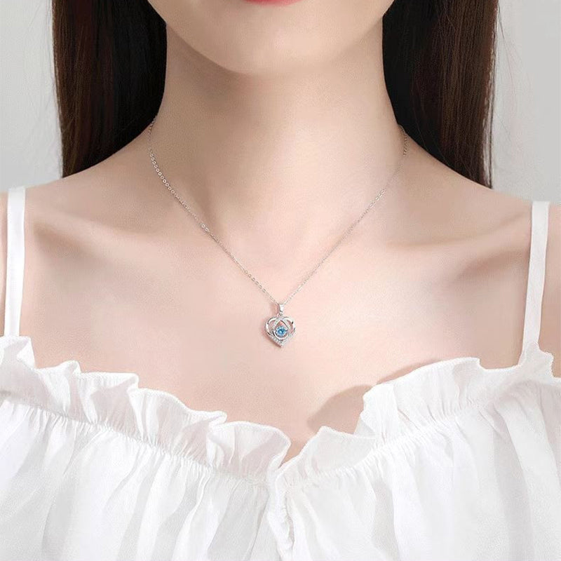Luxury S925 Silver Beating Heart-shaped Necklace