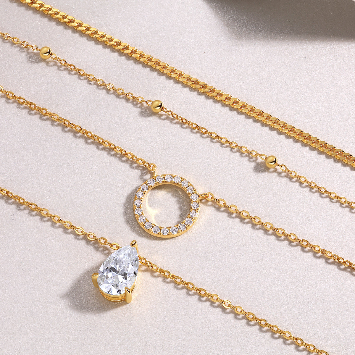 Luxury Pear-Shaped Moissanite Gold-Plated S925 Silver Pendant Necklace – D Color VVS1 Brilliant Cut Layered Collar Chain