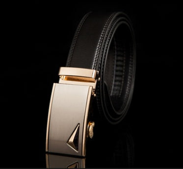 Men's Genuine "Two-Layer Cowhide" Leather Ratchet Belt – Automatic Slide Buckle for Exact Fit, Business & Casual