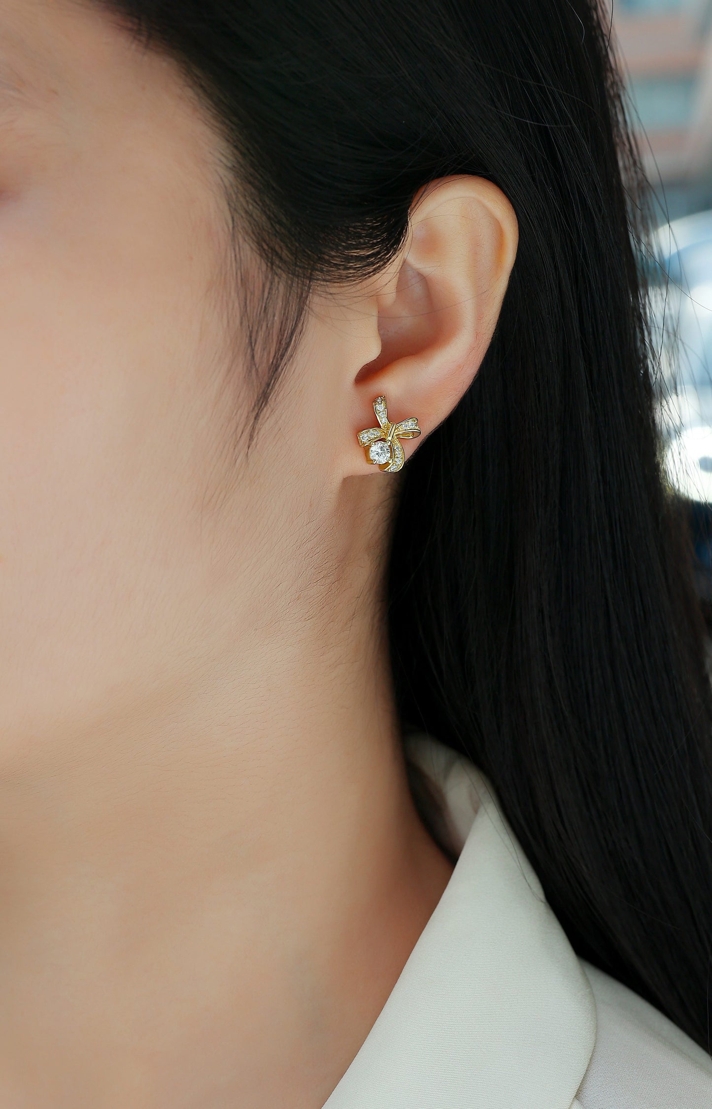 Luxury  Silver Stud Earrings S925 Silver Plated Platinum, Set With Top-quality Moissanite