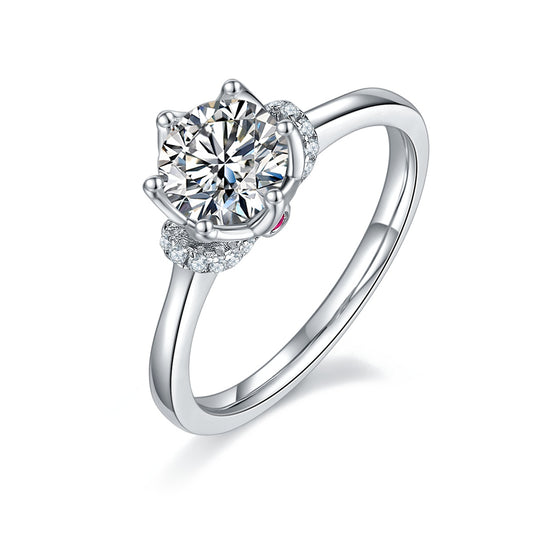 Luxury Silver Ring Set With Top-quality Moissanite D Color VVS , S925 Silver Plated With Platinum