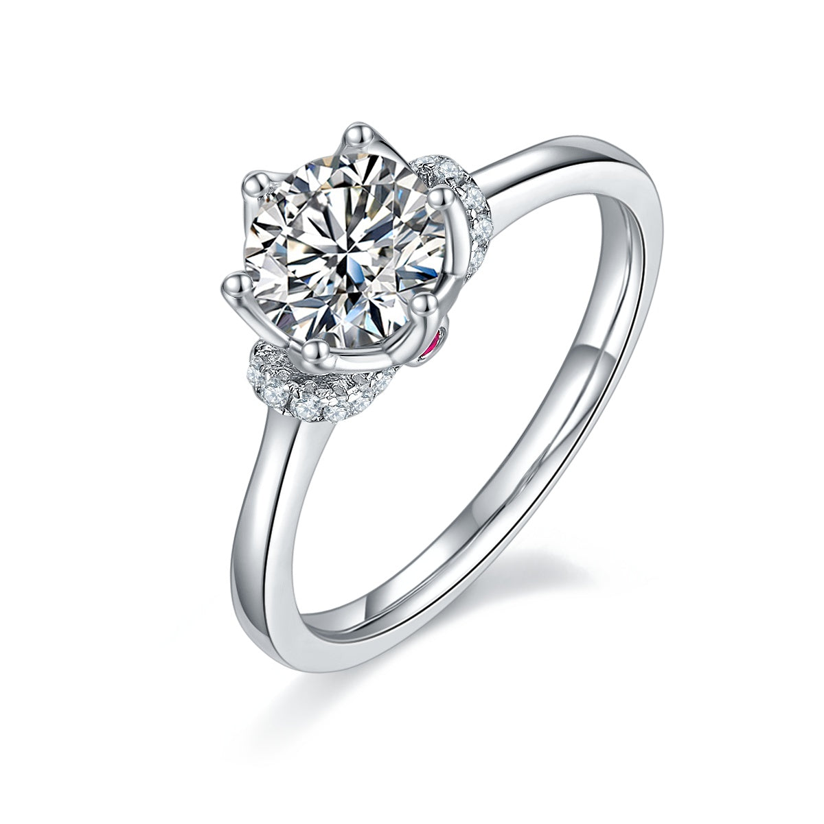 Luxury Silver Ring Set With Top-quality Moissanite D Color VVS , S925 Silver Plated With Platinum