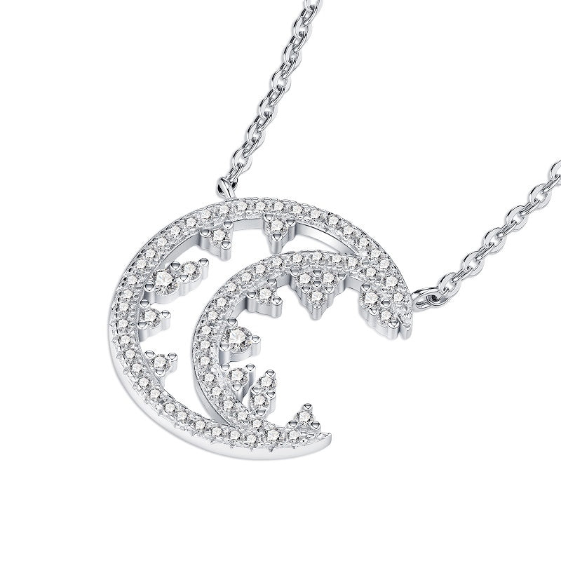 Luxury Silver Necklace Set With Top-quality Moissanite, Made Of S925 Silver Electroplated With Platinum.