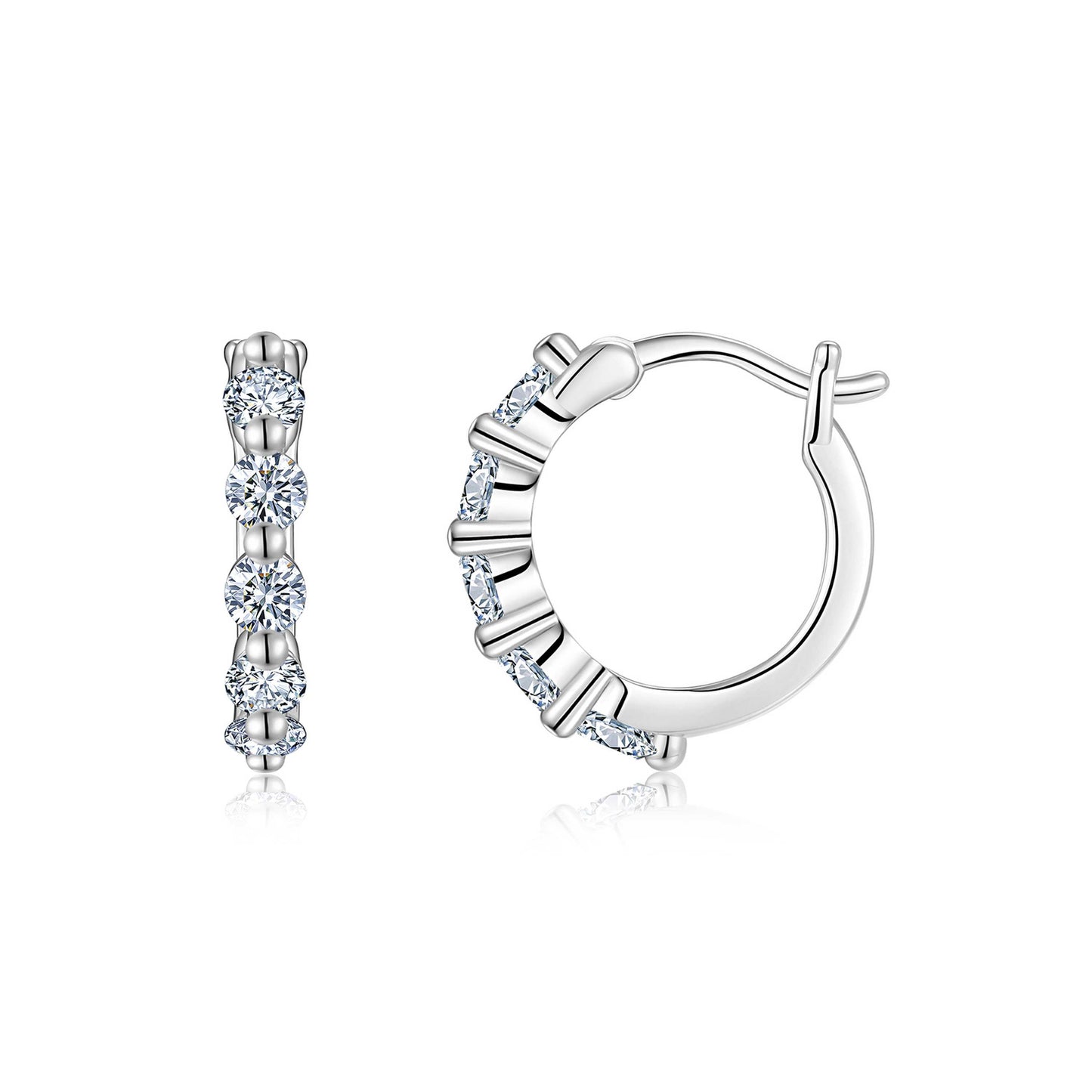 Luxury Silver Earrings Set Featuring Top-quality Moissanite Stones, Made Of S925 Silver Electroplated With Platinum.