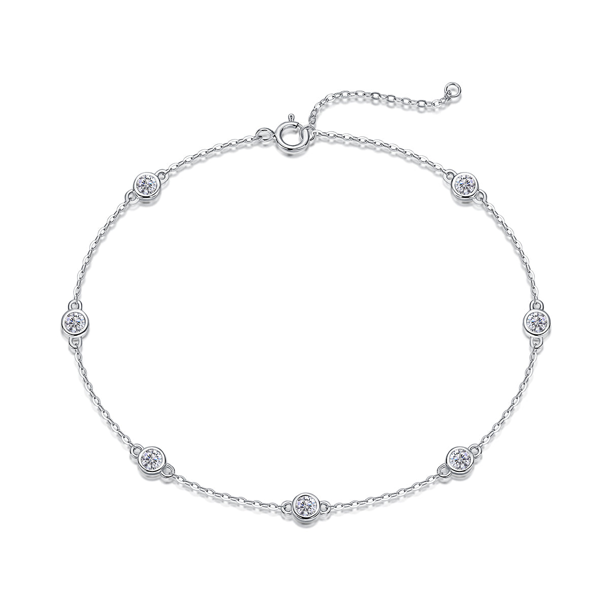 Dynamic Bubble Moissanite Bracelet: Light Luxury S925 Silver Electroplated Platinum Bezel-Set Station Bracelet