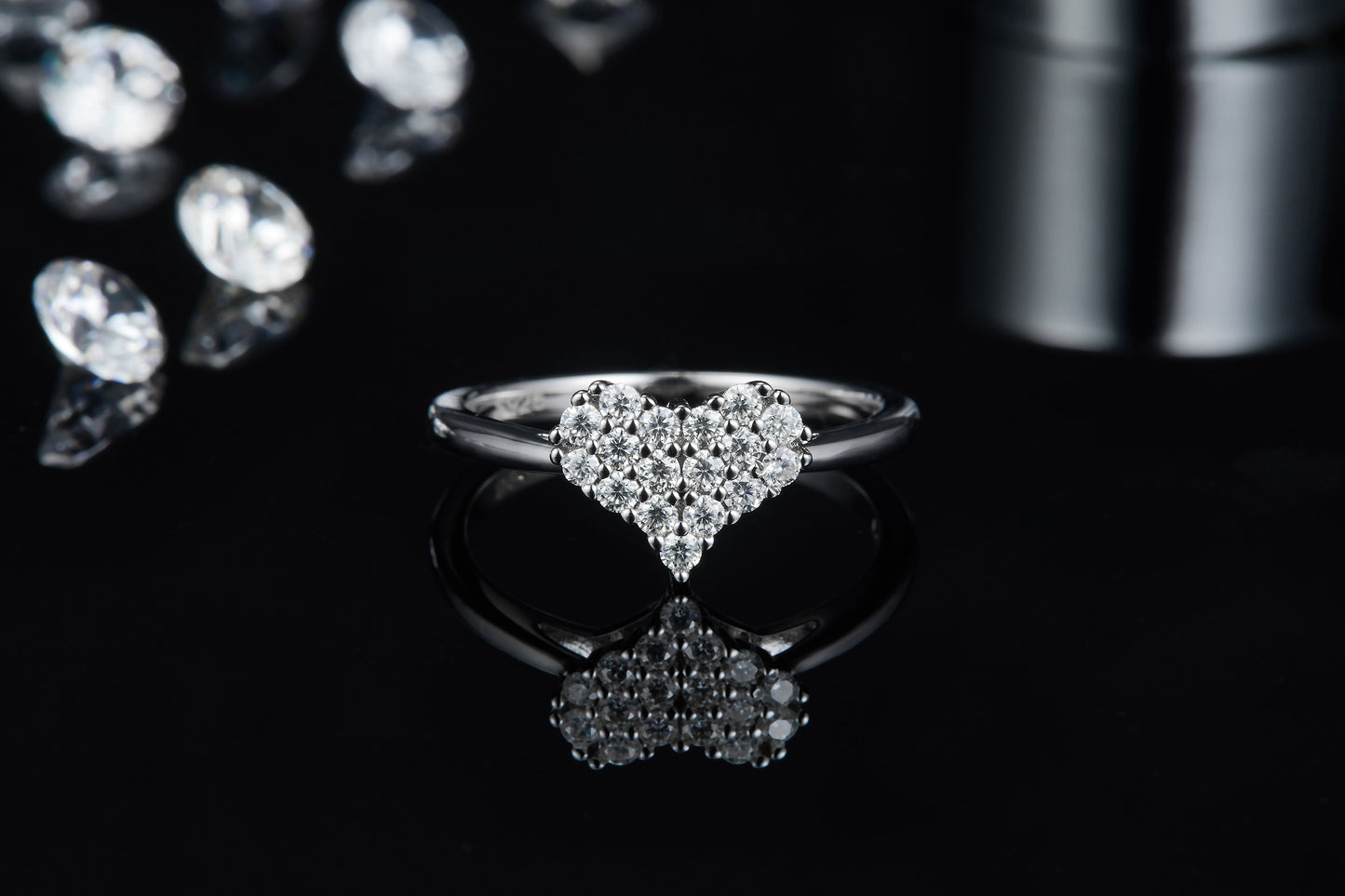 Luxury Silver Ring Set With Top-quality Moissanite, S925 Silver Plated With Platinum