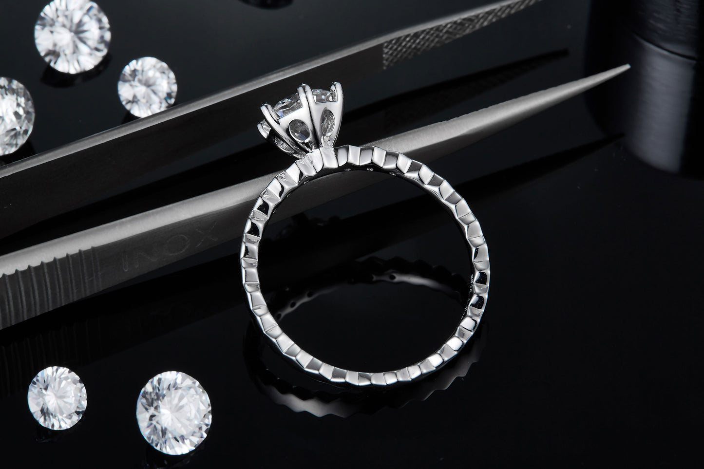 1-carat Luxury Luxury Silver Ring Set With Top-quality Moissanite D Color VVS  , S925 Silver Plated Platinum