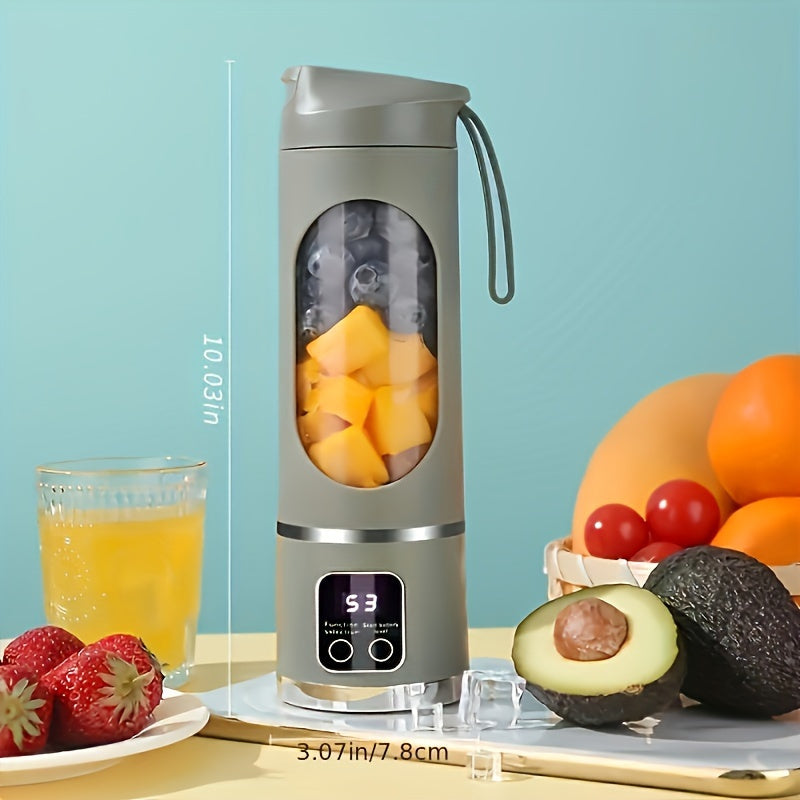 Portable USB-Rechargeable Blender & Juicer | Digital Display, Easy Clean | Ideal for Fruit & Vegetable Drinks, Shakes, Smoothies | Travel-Friendly 15oz Capacity