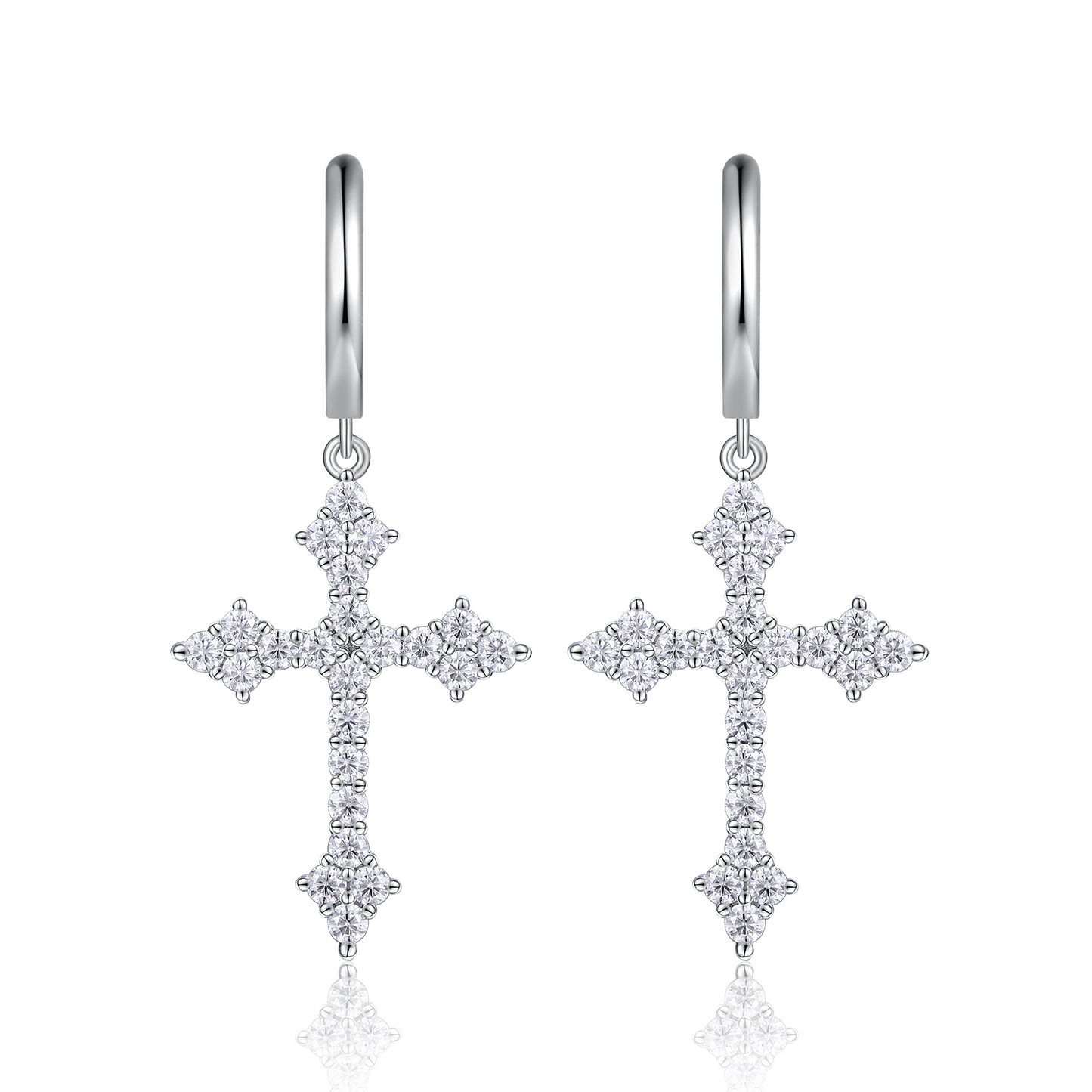 Luxury Silver Stud Earrings, S925 Silver Plated Platinum Set With Top-quality Moissanite
