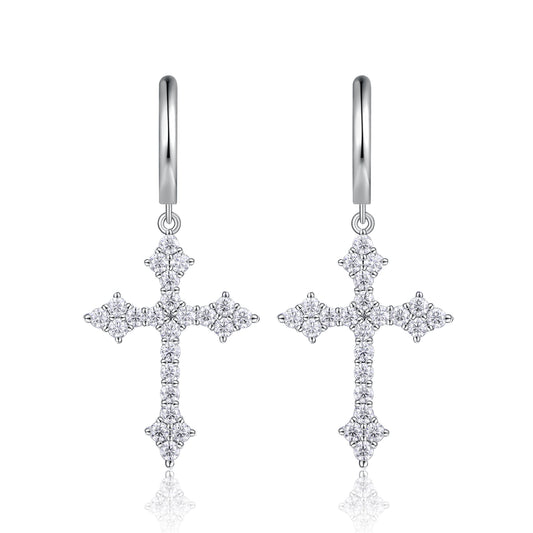 Luxury Silver Stud Earrings, S925 Silver Plated Platinum Set With Top-quality Moissanite
