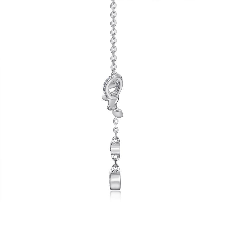 Dazzling Moissanite & Platinum-Plated S925 Silver Bow Necklace