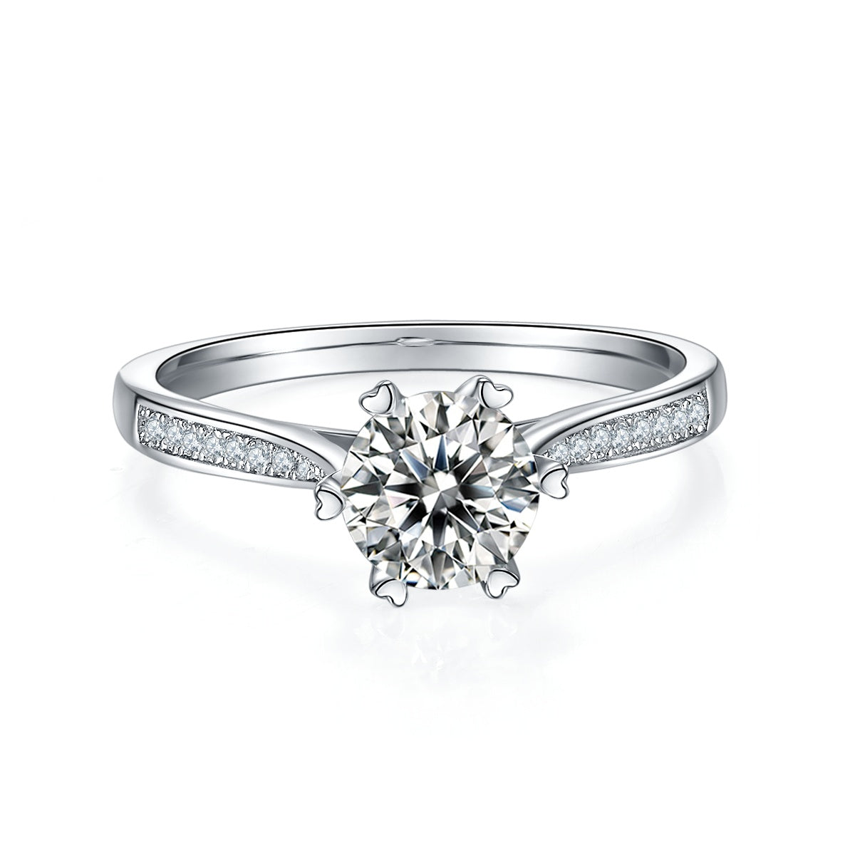1-carat Luxury Silver Ring Set With Top-quality Moissanite D Color VVS , S925 Silver Plated Platinum