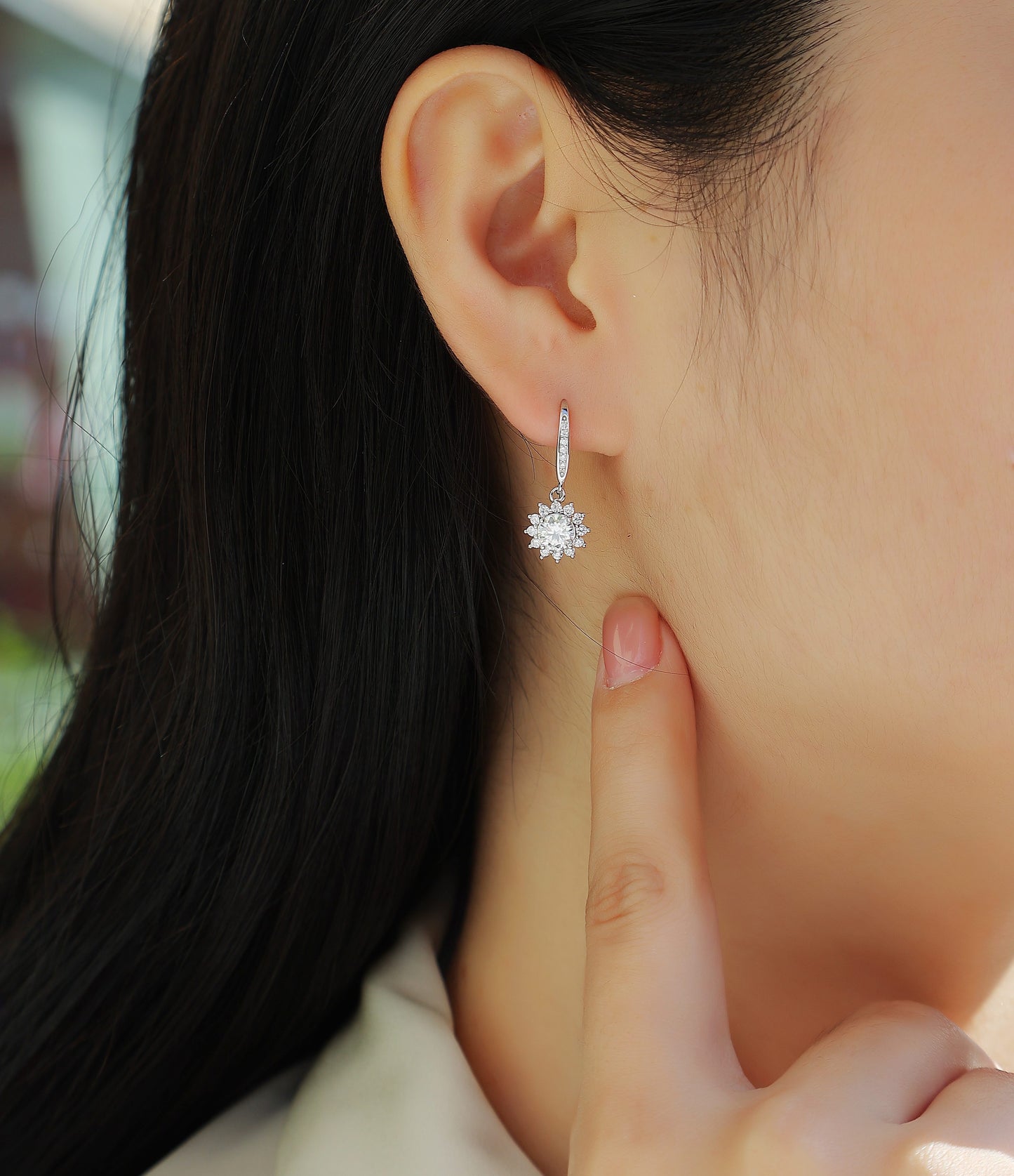 Luxurious Half-Carat Moissanite Drop Earrings – S925 Sterling Silver, Platinum-Plated