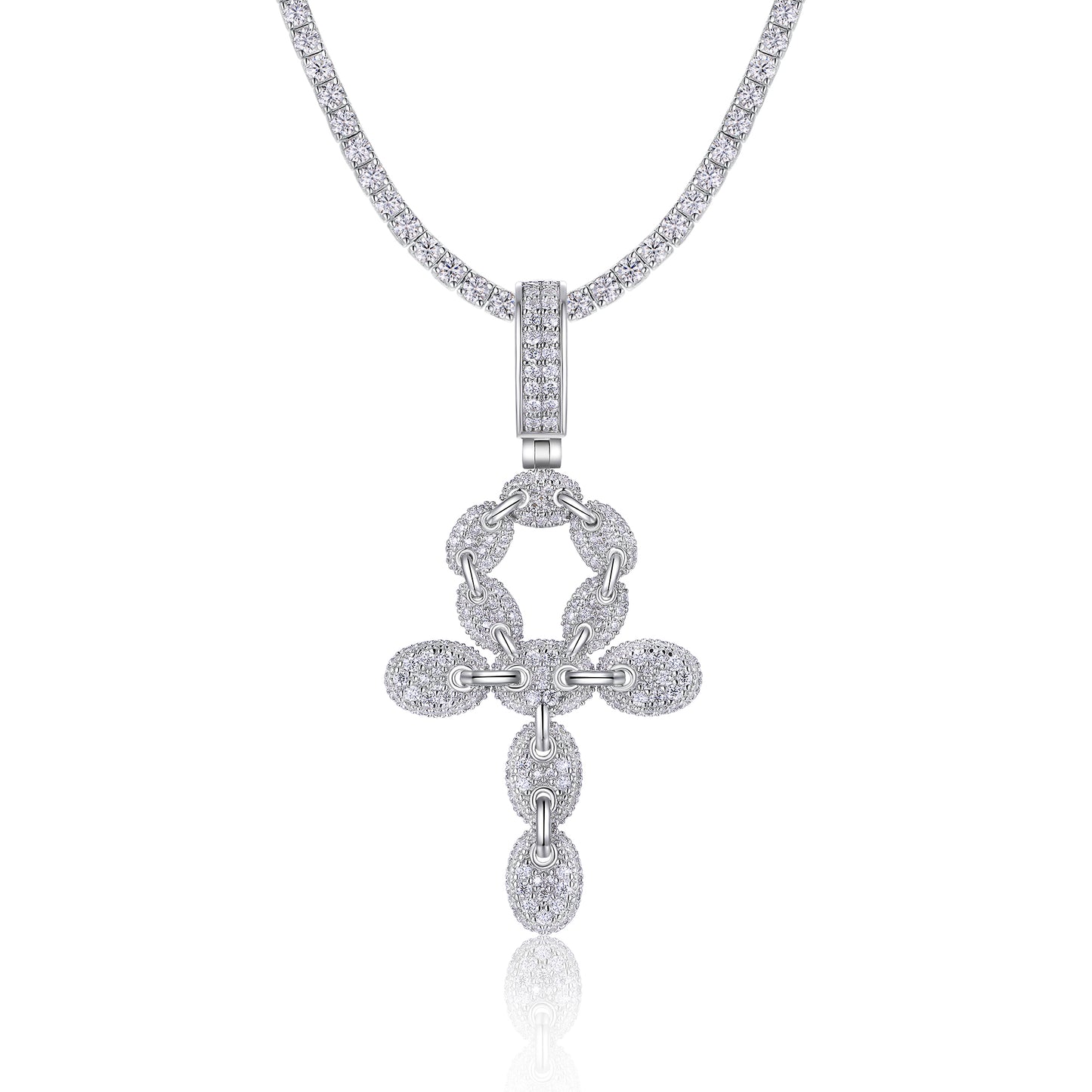 Luxury Silver Necklace Set With Top-quality Moissanite, S925 Silver Electroplated With Platinum