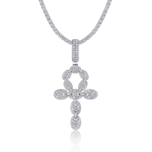 Luxury Silver Necklace Set With Top-quality Moissanite, S925 Silver Electroplated With Platinum