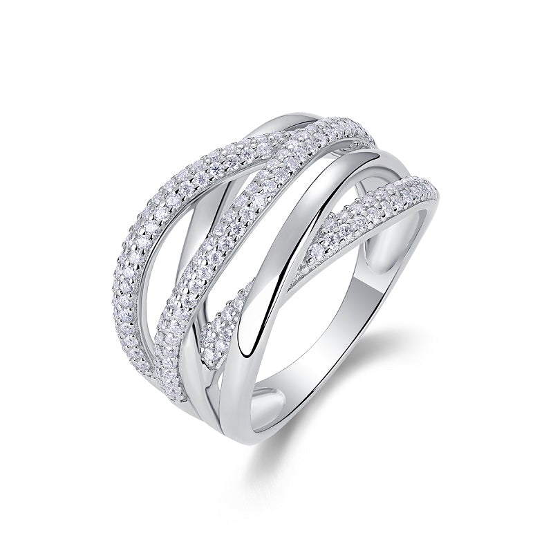 Brilliant Interweaving - Moissanite Ring – S925 Sterling Silver, Platinum-Plated
