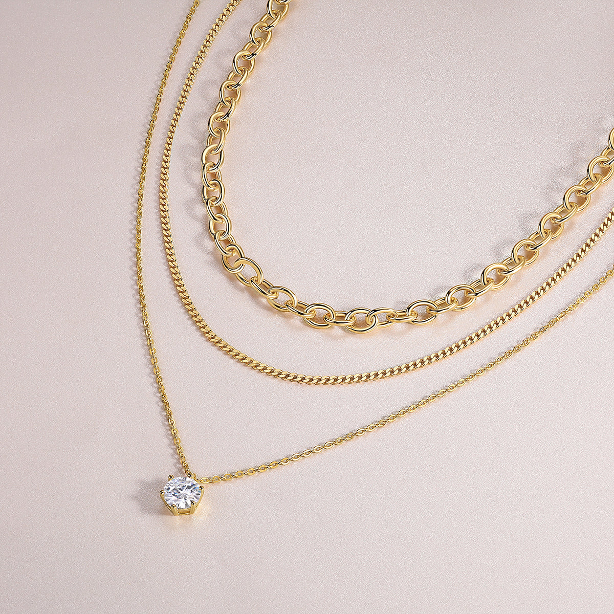 2-carat Luxury Fashion Minimalist Trend Jewelry Silver Pendant Necklace With Top-quality Moissanite, S925 Silver Electroplated With Gold