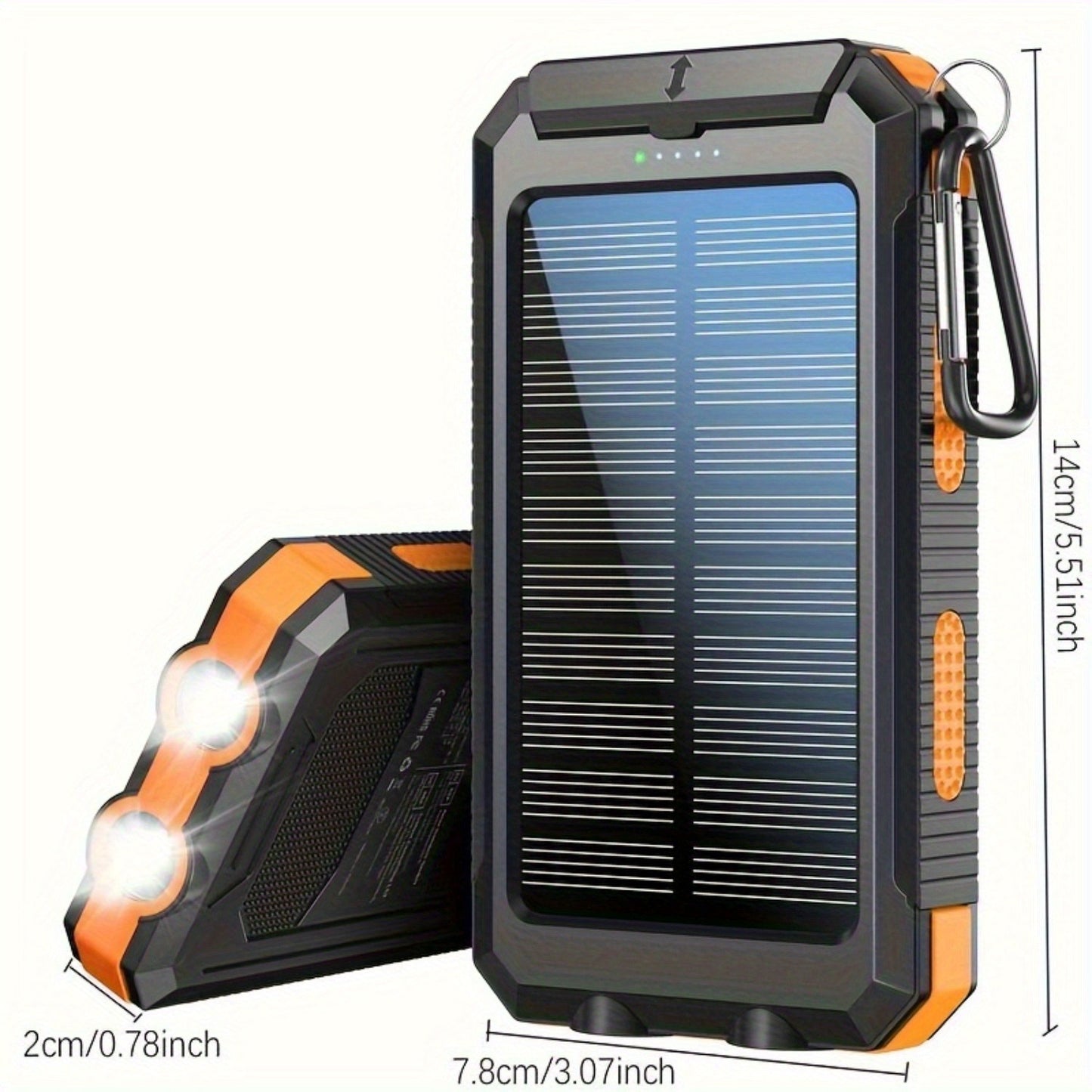 20000mAh Portable Solar Power Bank with Dual USB – Outdoor Mobile Charger with LED Flashlight & Compass for Camping & Hiking