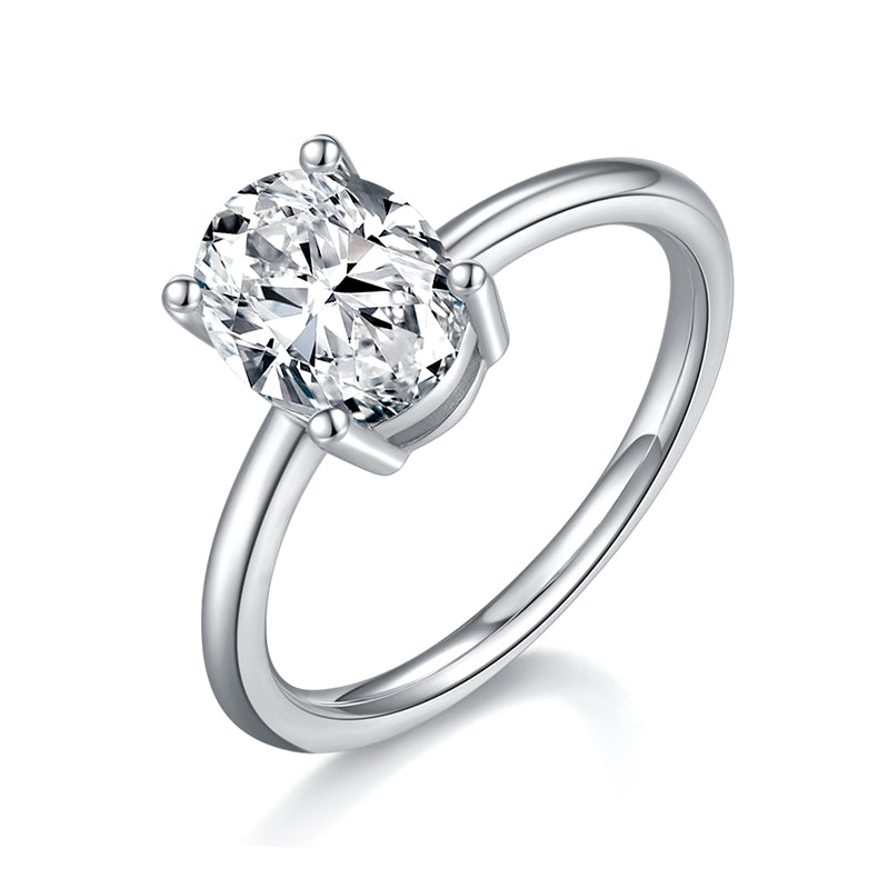 Luxury Silver Ring Egg-shaped Moissanite Set With Top-quality Moissanite D Color VVS , S925 Silver Plated With Platinum