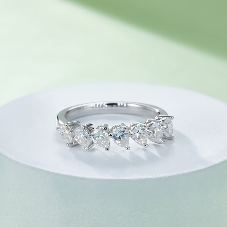 Luxury Silver Ring Set With Top-quality Moissanite, S925 Silver Plated With Platinum