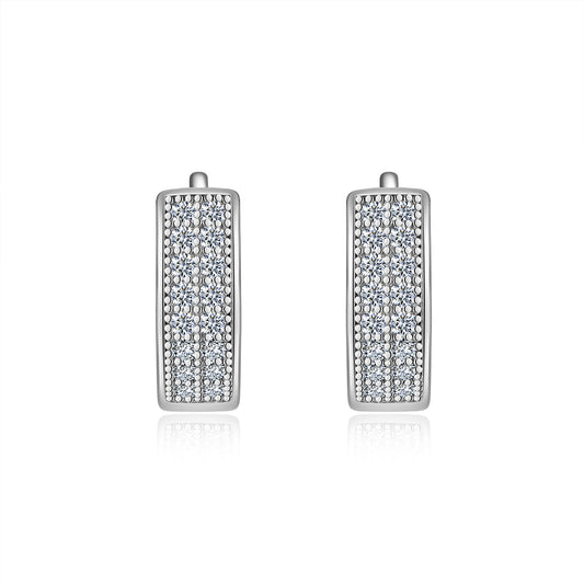Luxury Silver Earrings Set Featuring Top-quality Moissanite Stones, Made Of S925 Silver Electroplated With Platinum.