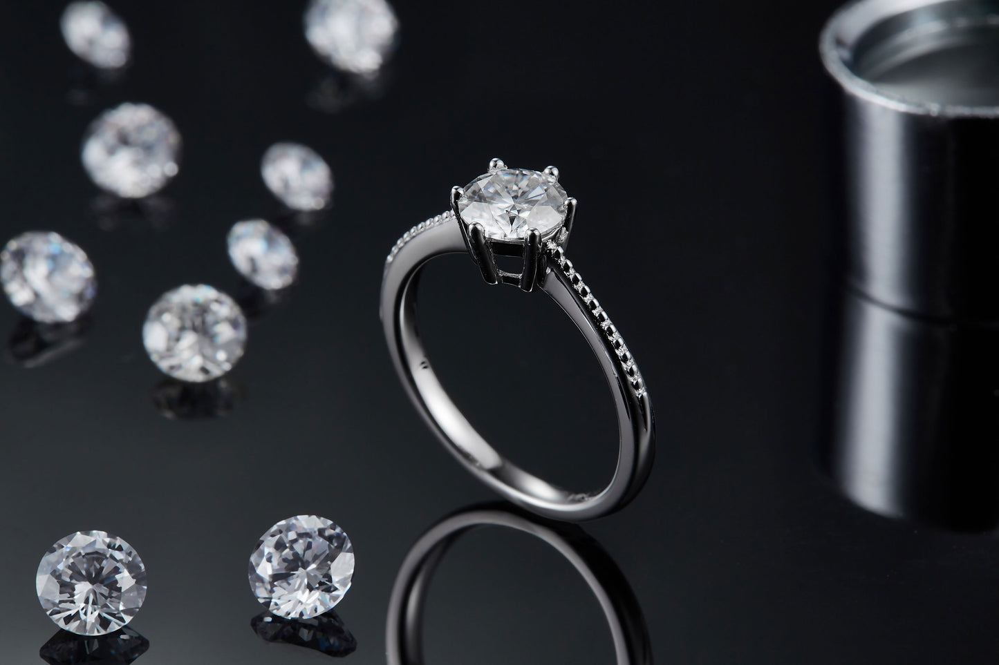 1-carat Luxury Silver Ring Set With Top-quality Moissanite D Color VVS , S925 Silver Plated Platinum