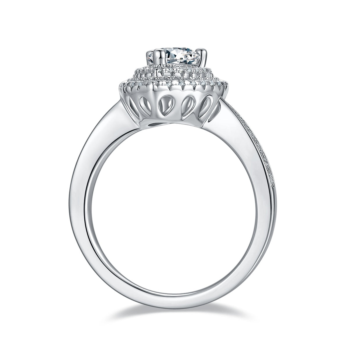 Luxury Silver Ring Pear-shaped Moissanite Set With Top-quality Moissanite , S925 Silver Electroplated With Platinum