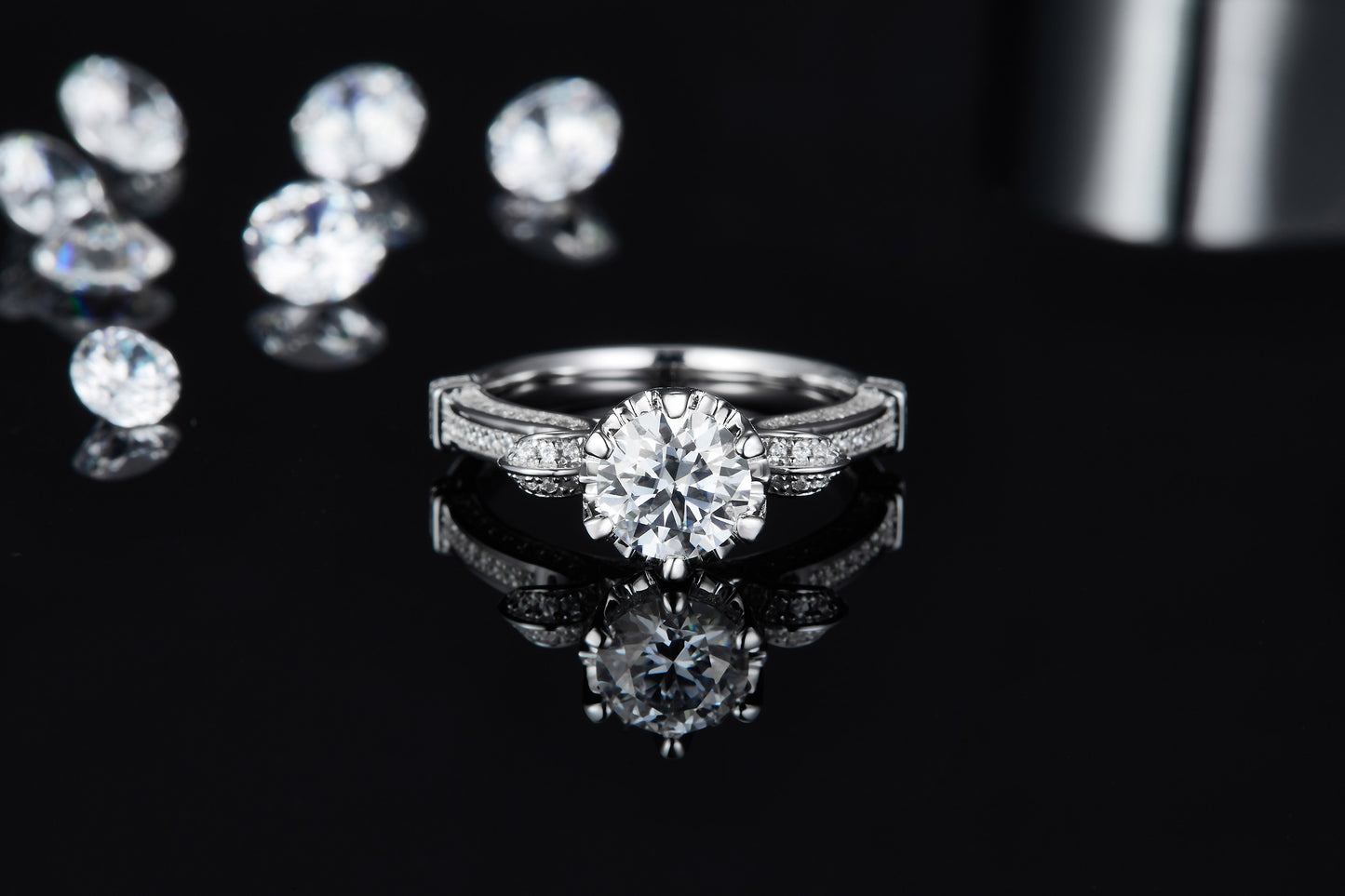 1-carat Luxury Silver Ring Set With Top-quality Moissanite D Color VVS , S925 Silver Plated Platinum