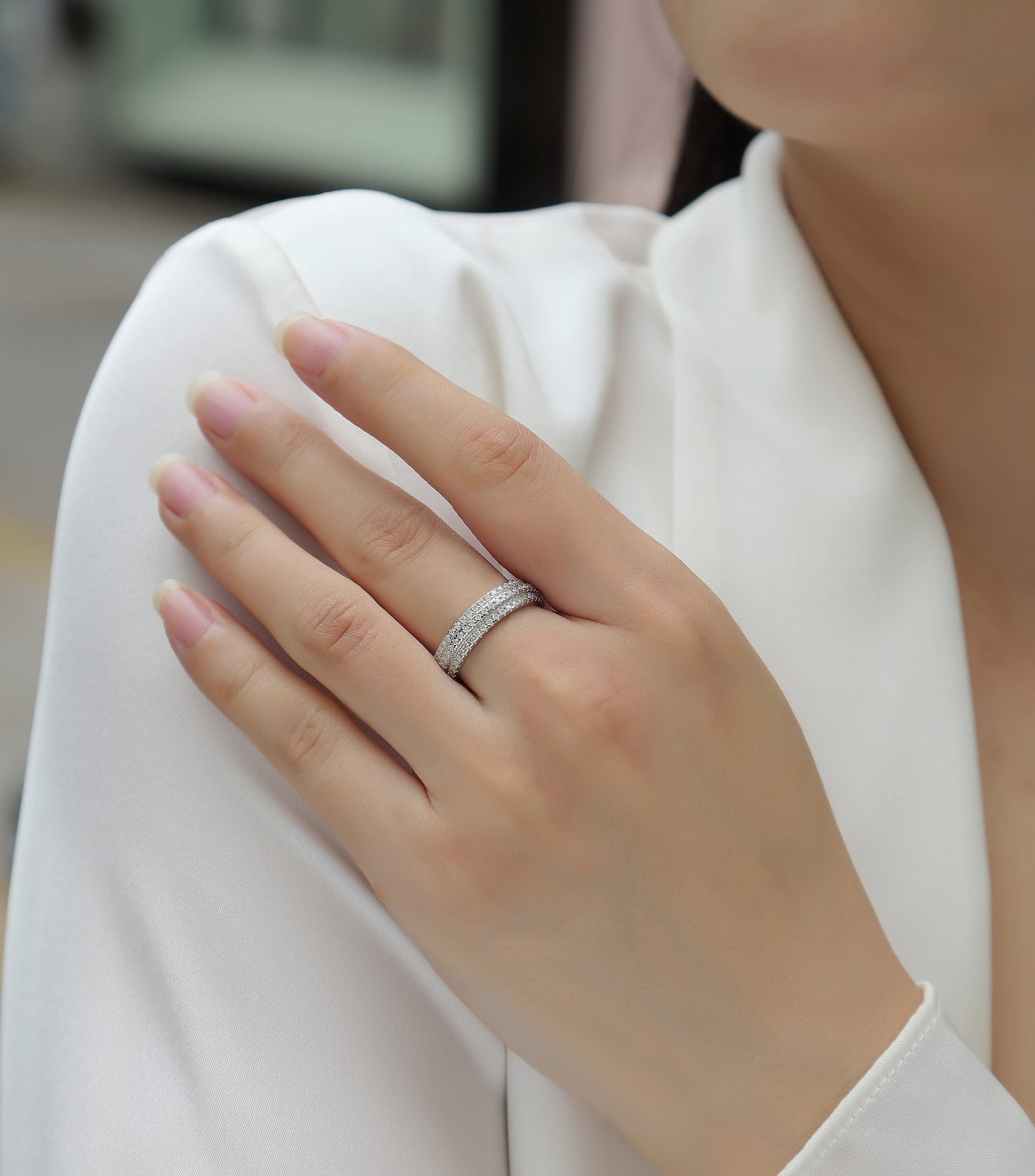 Gentle Melody - Luxury Silver  Ring Set With Top-quality Moissanite S925 Silver And Platinum-plated Diamond