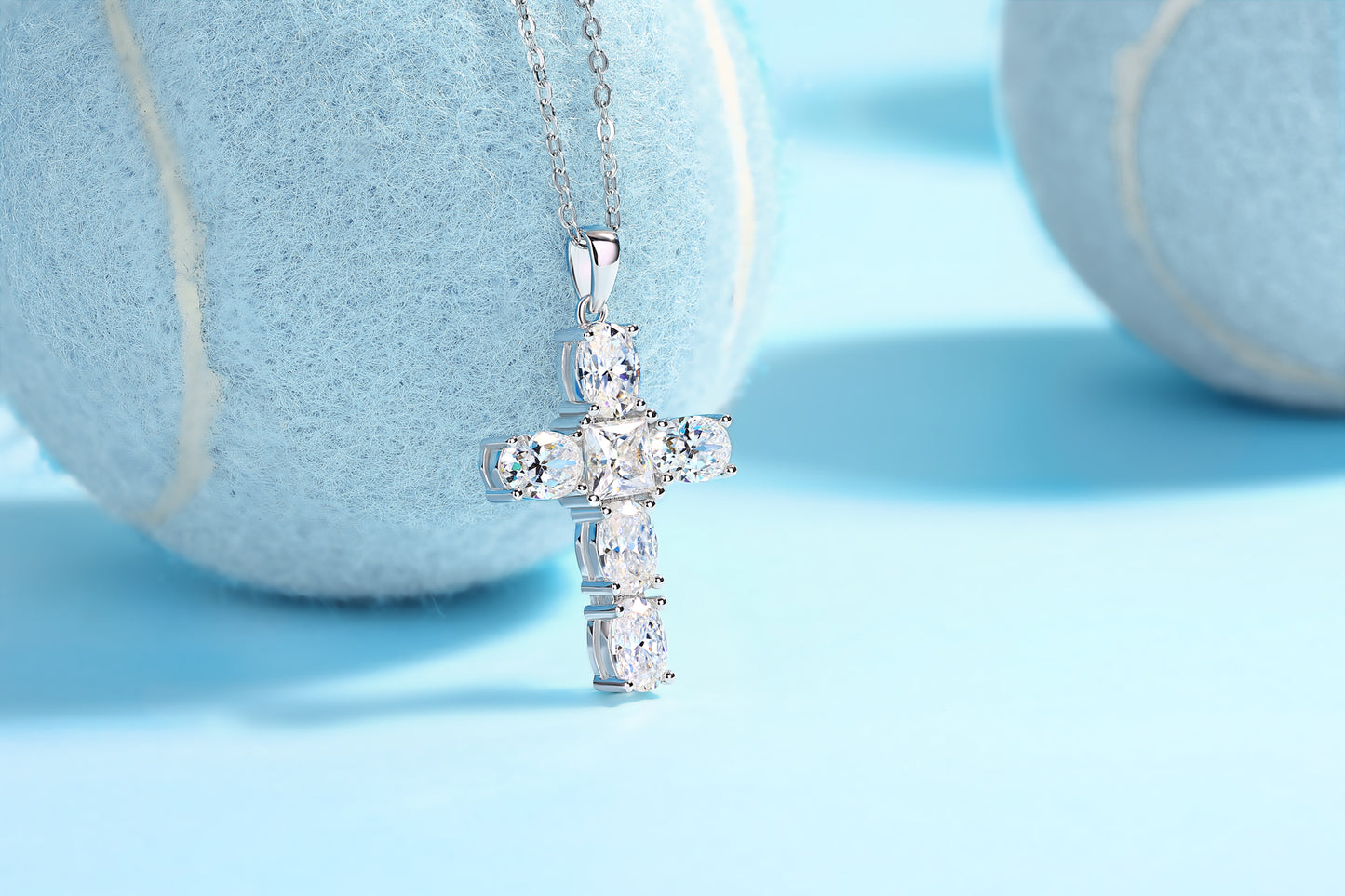 Soul Guidance - Luxury Top-quality Moissanite Cross Necklace – S925 Silver & Platinum Plated