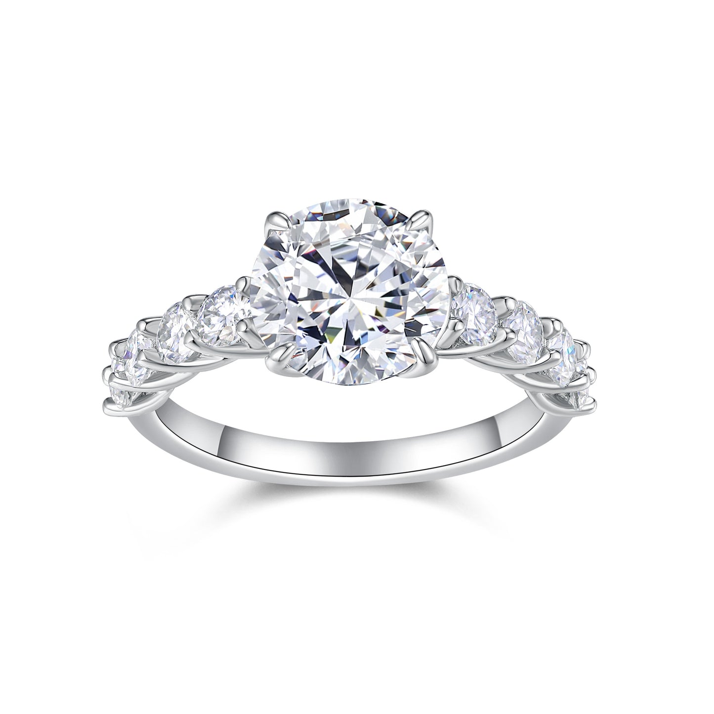 A 3-carat Luxury Silver Ring Set With Top-quality Moissanite D Color VVS, S925 Silver Plated With Platinum