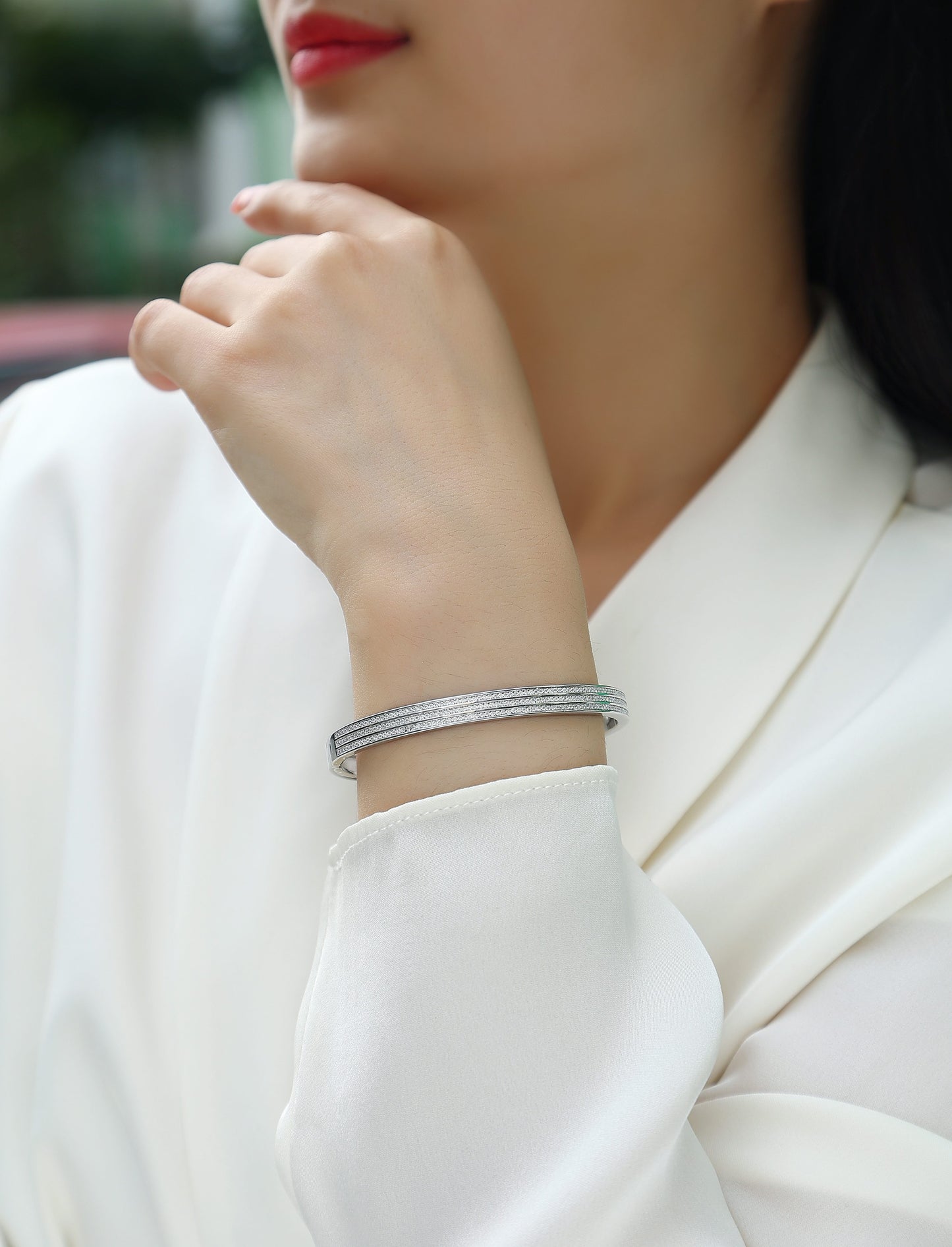 Starlight Amusement - Top-quality Moissanite Luxury Silver Bracelet S925 Silver-plated Platinum