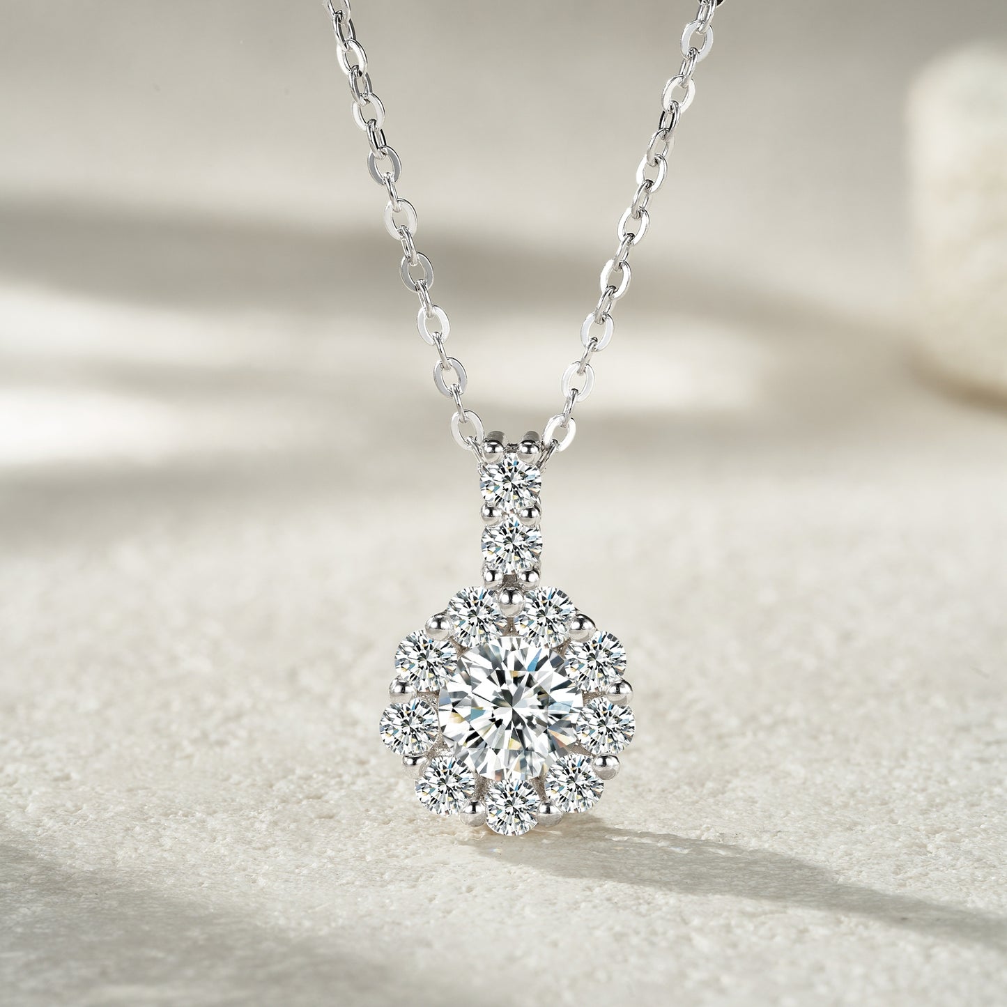 Luxury Silver Necklace With A 1-carat Top-quality Morganite D Color VVS,  Made Of S925 Silver Electroplated With Platinum.